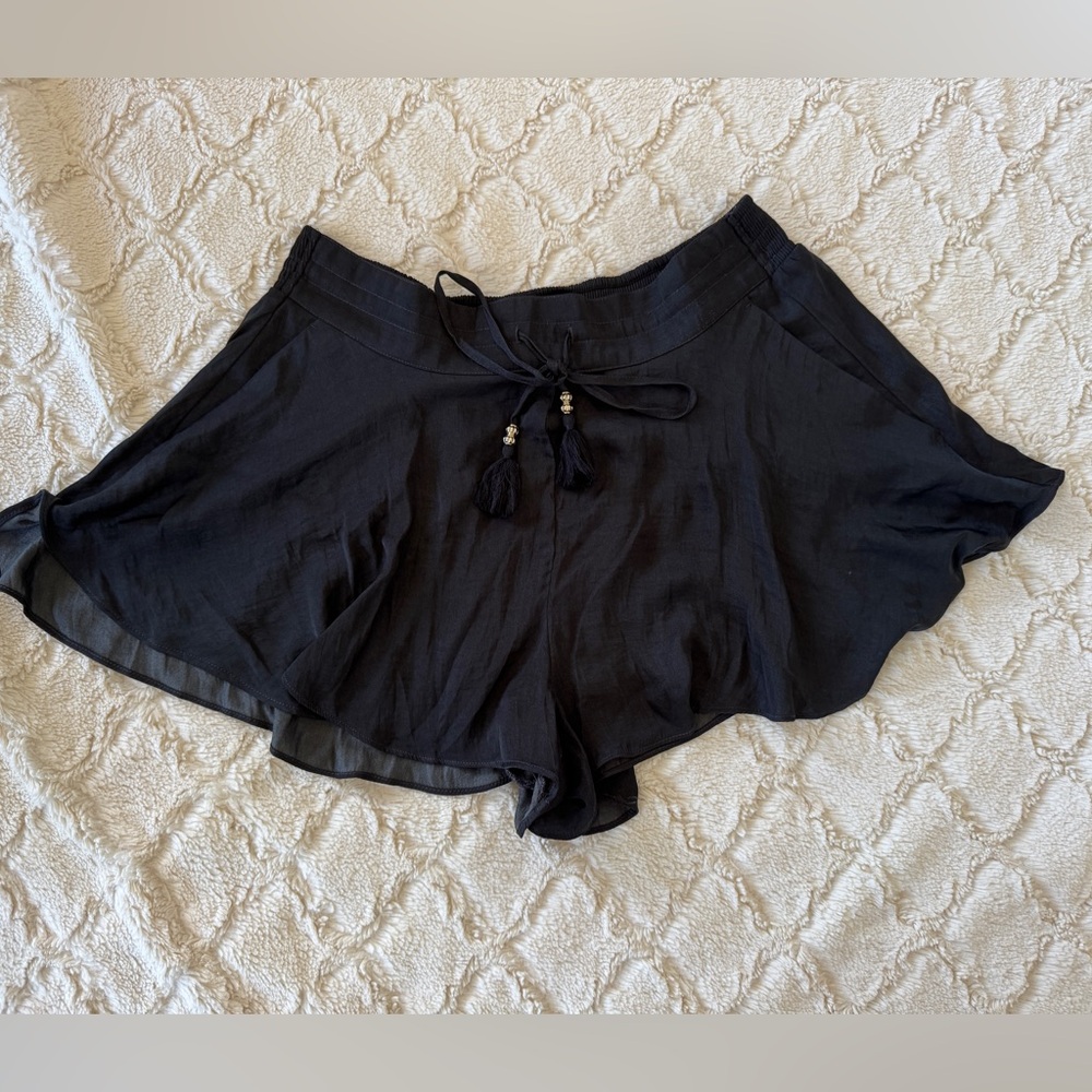 H&M Divided Women's Black Tassel Tie Waist Shorts Boho Casual - Picture 5 of 10